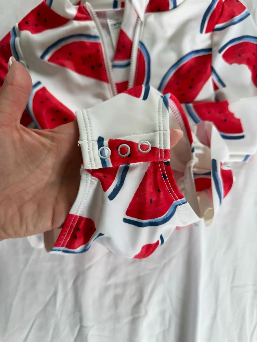 Carter's Long Sleeve Rashguard Swimsuit with Red Watermelon Print baby girl 12m